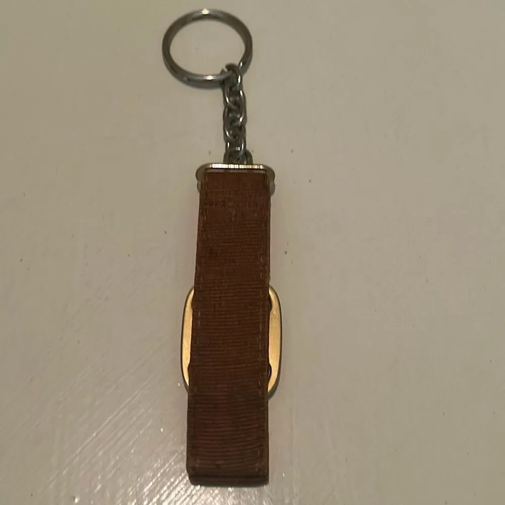 Ferragamo Vera Bow Ribbon Keychain Tan & Gold Old Money Luxury